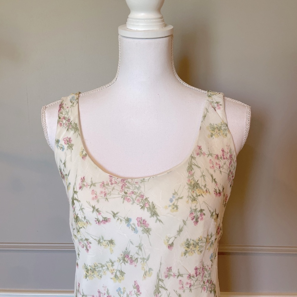 Vintage 90s I.N. Studio 8 chiffon floral slip dress maxi sleeveless fairy - Picture 2 of 6